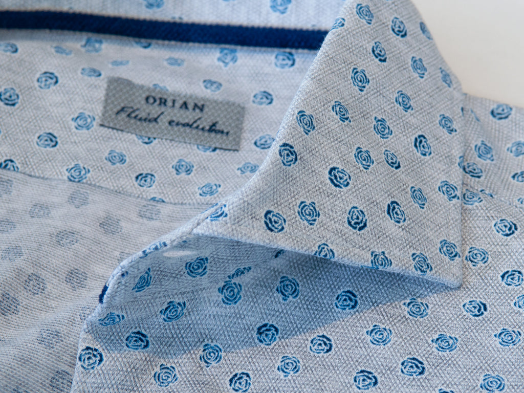 Orian Gray Floral Print Fluid Evolution Jersey Knit Shirt