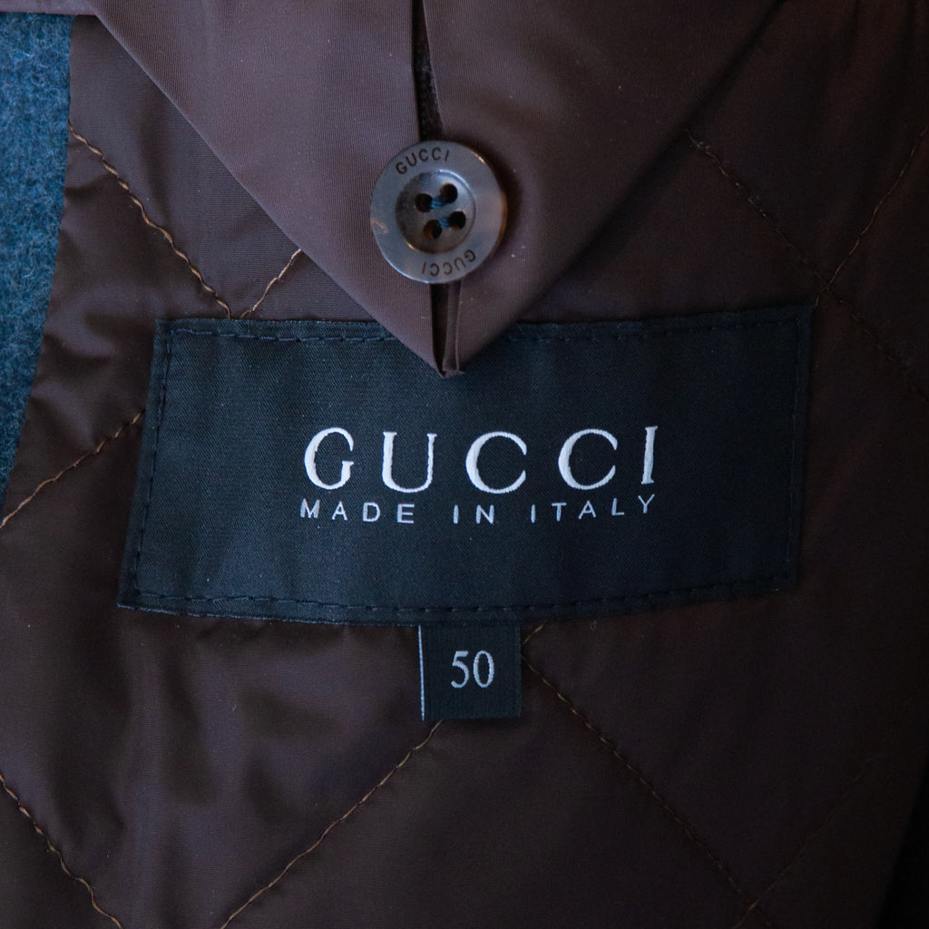 Gucci Slate Blue Wool Pea Coat at Luxmrkt.com menswear consignment Edmonton.