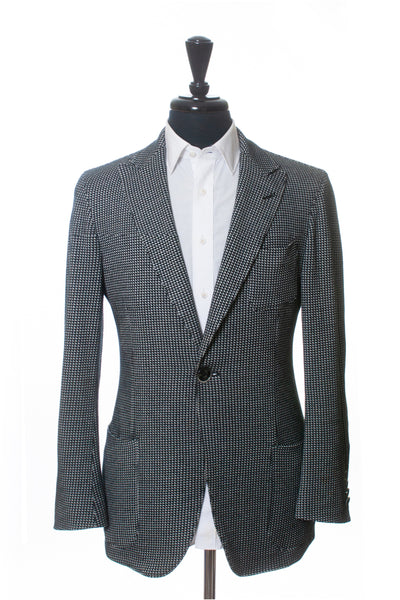 Giorgio Armani Gray Geometric Print Natural Stretch Cotton Blazer