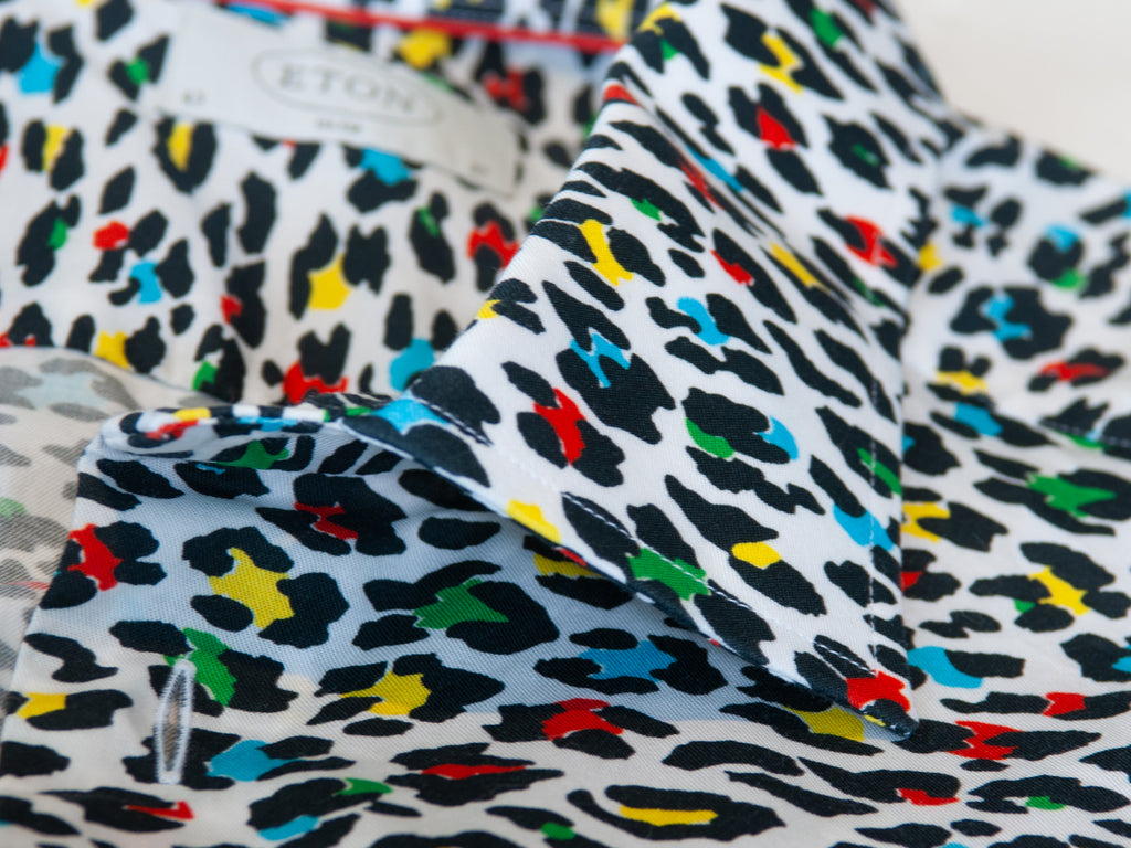Eton Rainbow Leopard Print Slim Fit Shirt