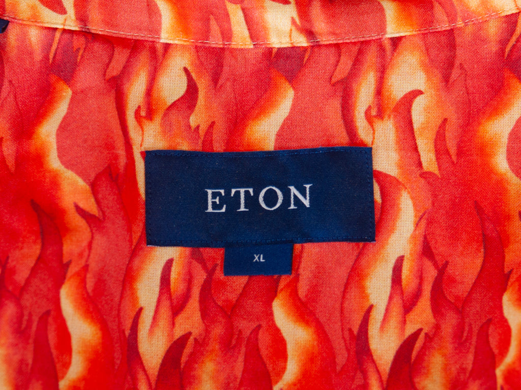 Eton Flame Print Muslin Short Sleeve Camp Shirt