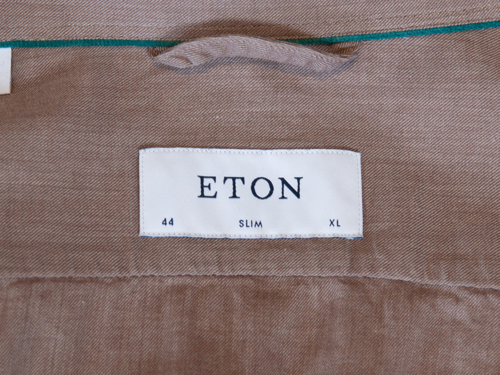 Eton Washed Brown Cotton Slim Fit Shirt
