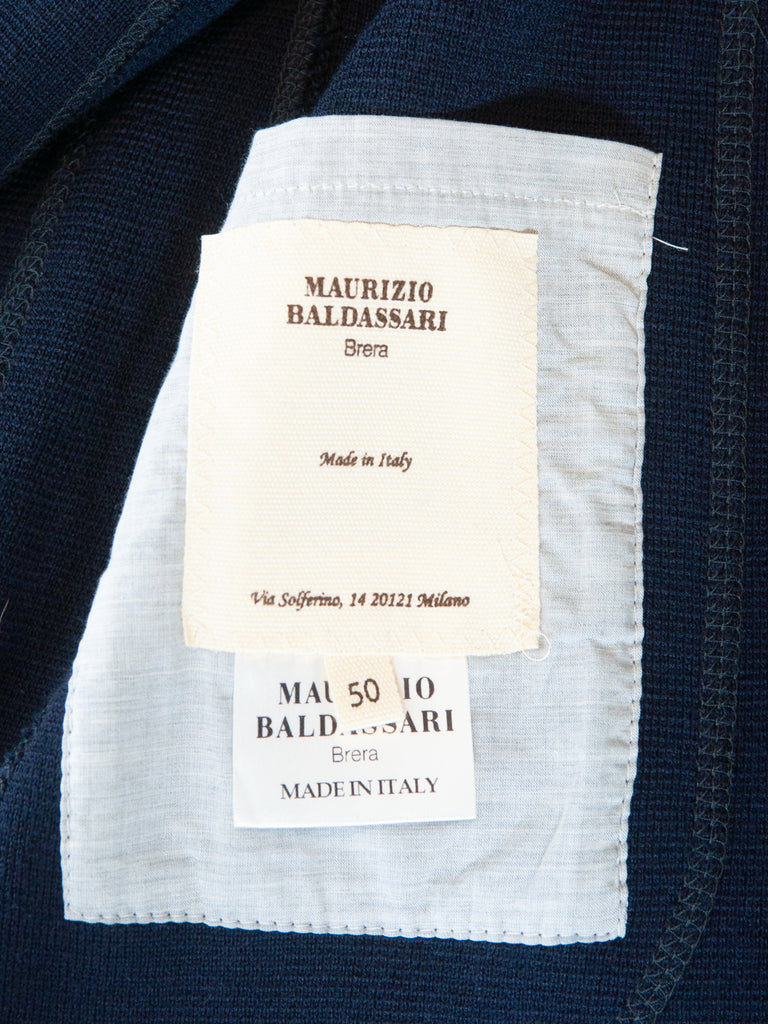 Maurizio Baldessari Navy Blue Knit Double Breasted Swacket Blazer