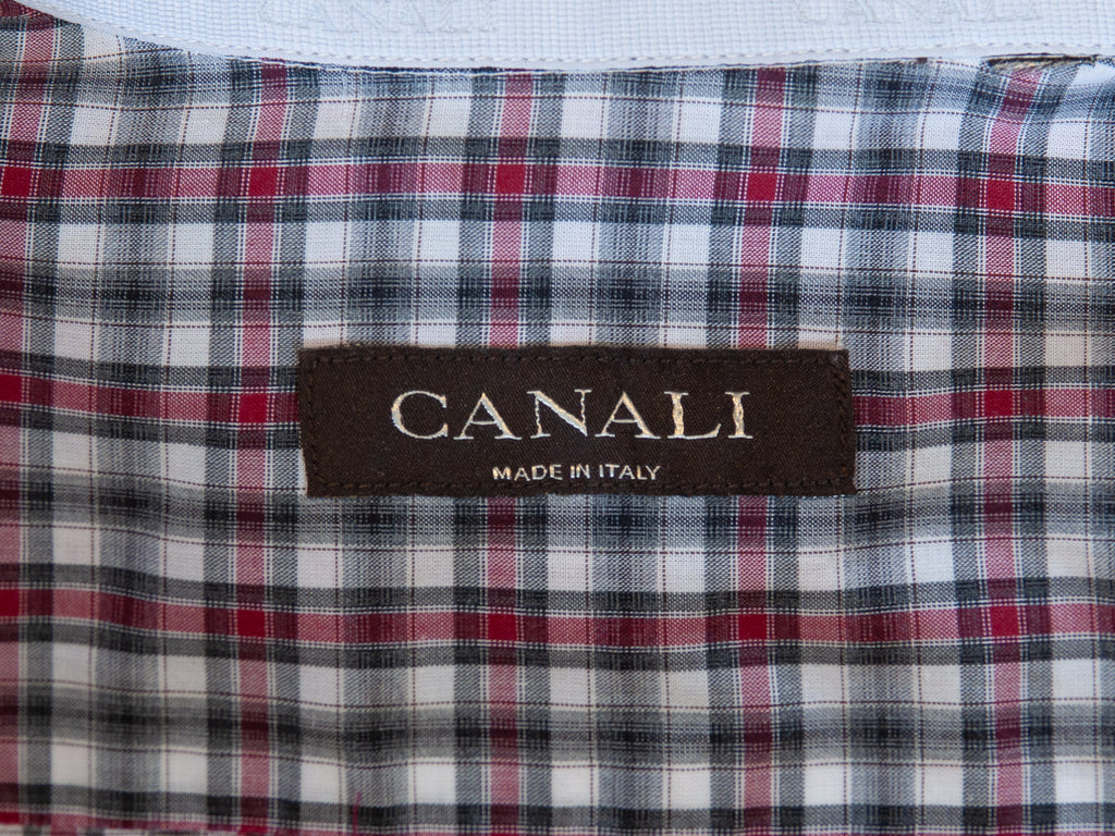 Canali Red Check Casual Button Down Shirt