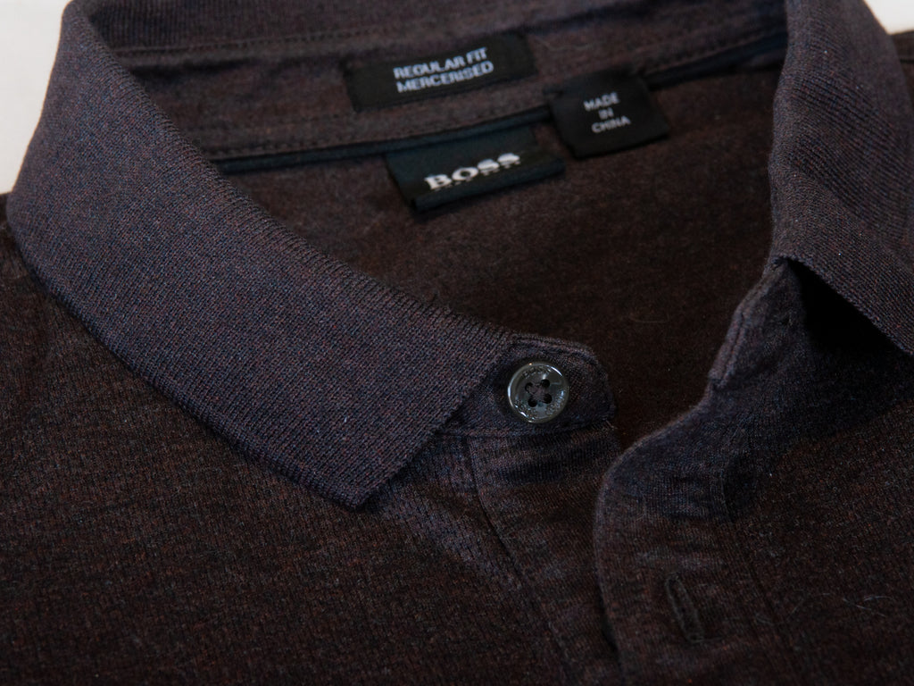 Hugo Boss Brown Mercerised Cotton Pado13 Knit Shirt