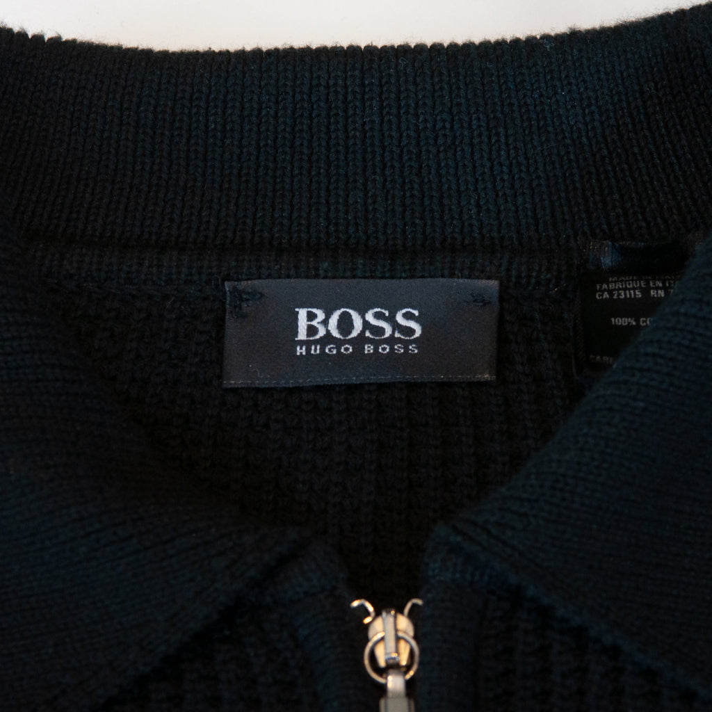 Hugo Boss Black Waffle Knit Quarter Zip Sweater