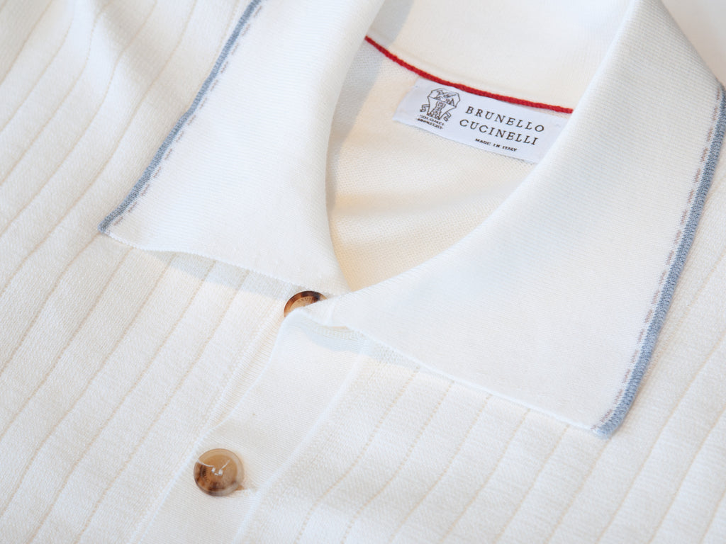 Brunello Cucinelli NWOT Ivory Knit Polo Shirt