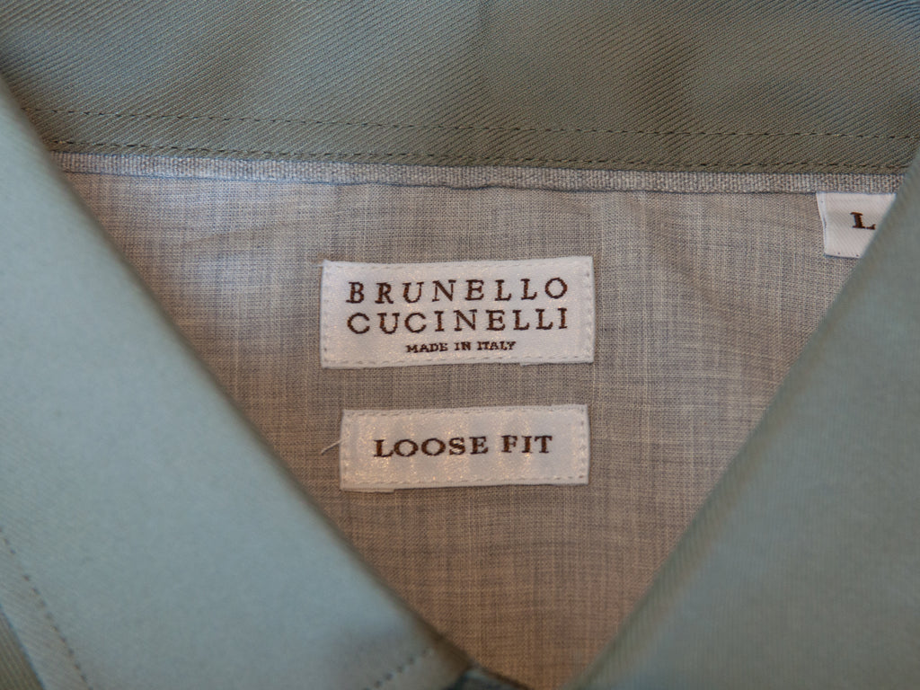 Brunello Cucinelli NWOT Green Loose Fit Casual Shirt