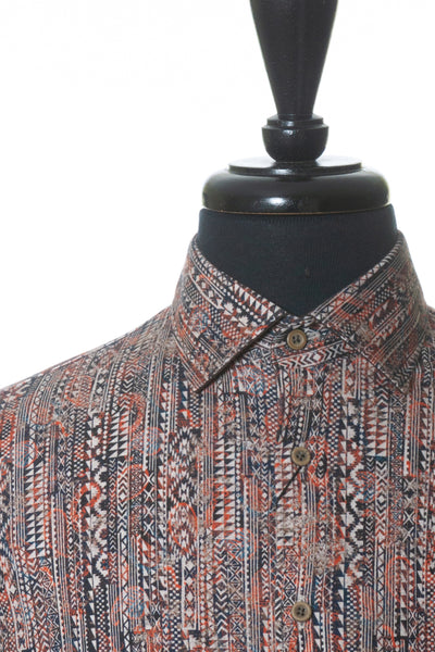 Desoto Brown Geometric Print Jersey Knit Shirt
