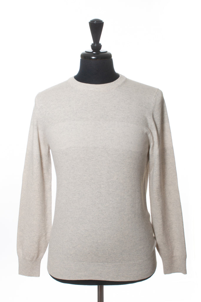 Brunello Cucinelli Sand Gray Horizontal Stripe Cashmere Sweater