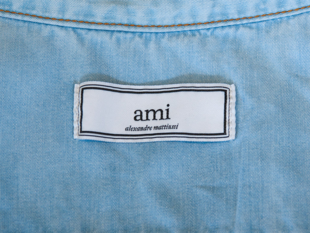 AMI Washed Blue Chambray Shirt