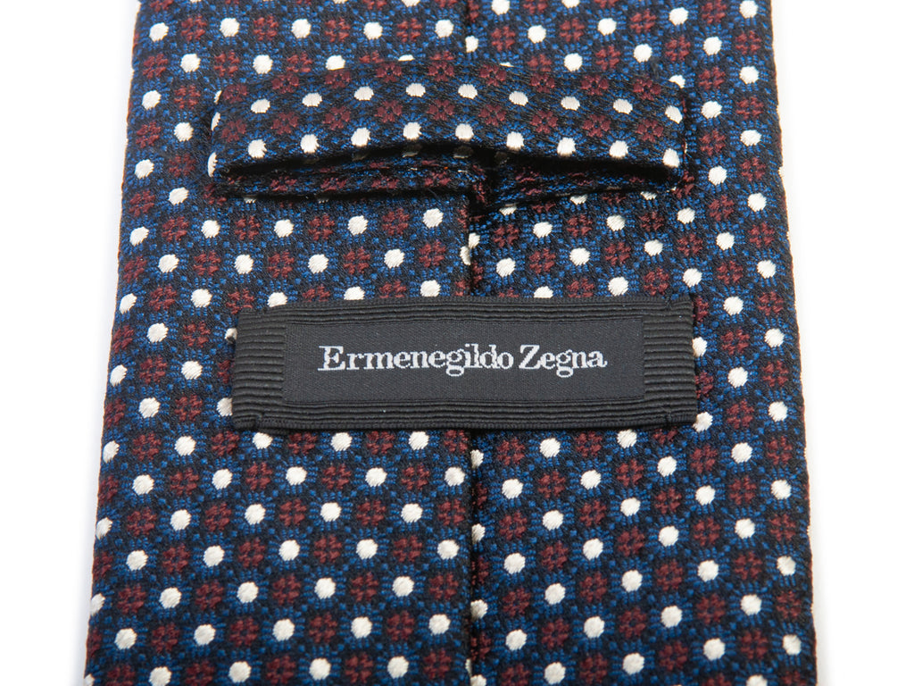 Ermenegildo Zegna Trecapi Navy Blue and Brown Dotted Pattern Tie