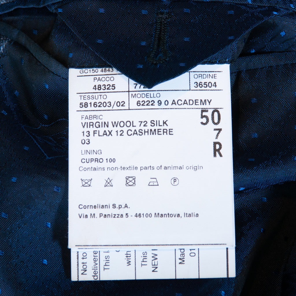 Corneliani Blue Check Silk Linen Cashmere Academy Blazer