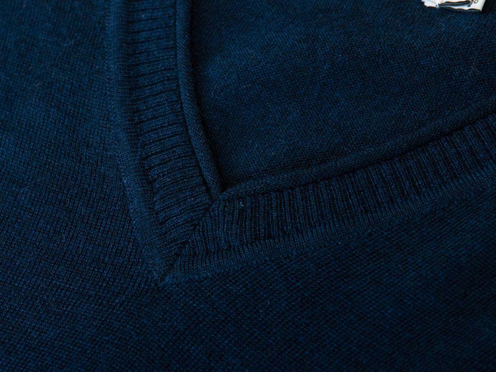 J.Lindeberg Navy Blue Rainer Merino Wool V-Neck Sweater