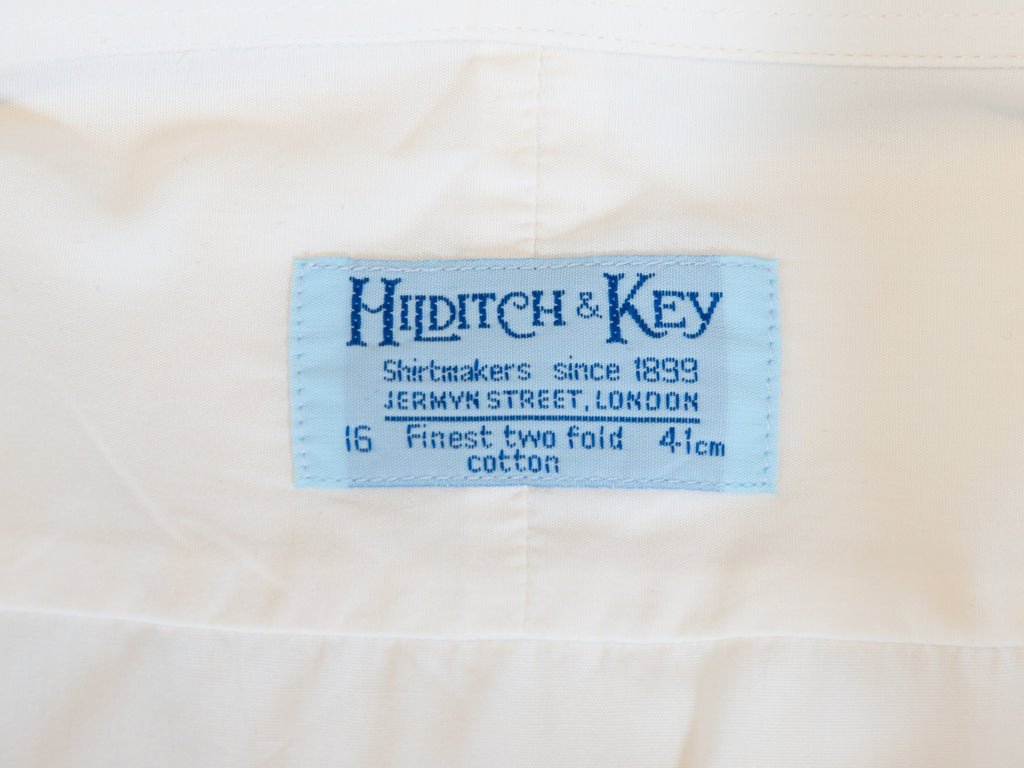 Hilditch & Key Cream Cotton French Cuffed Tuxedo Shirt