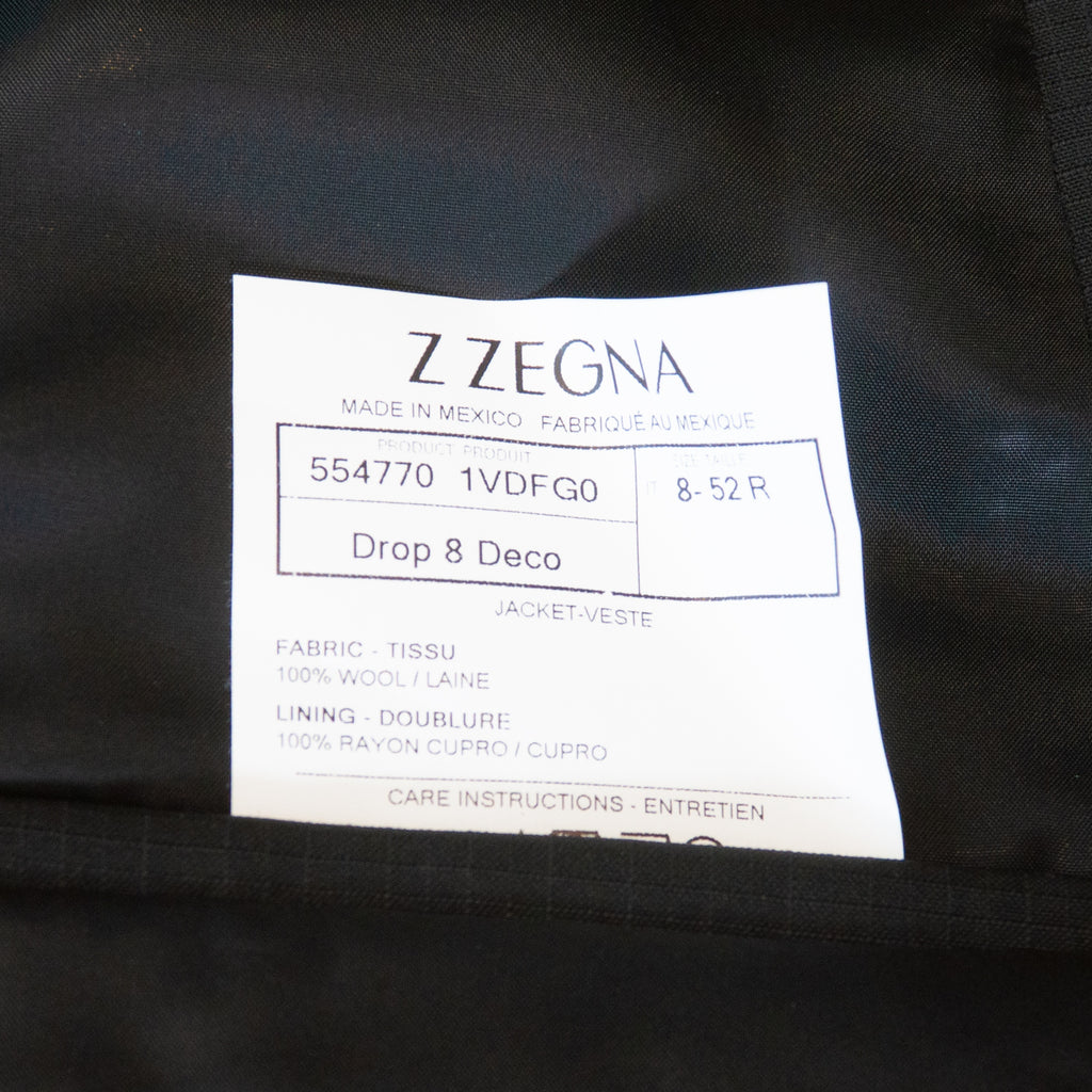 ZZegna Black Tonal Check Drop8 Deco Techomerino Blazer