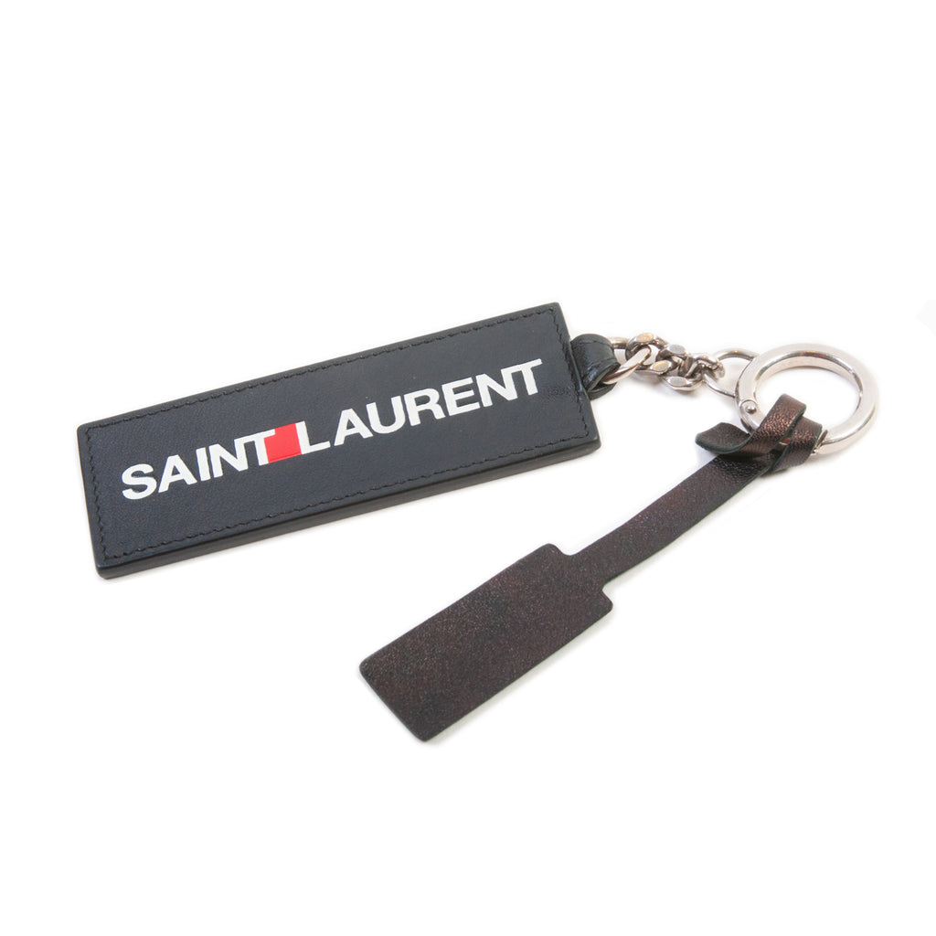 Saint Laurent Black Leather Rive Gauche Keychain