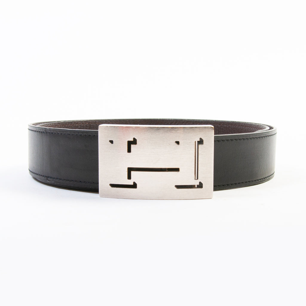 Hermes Black and Brown H Buckle Reversible Belt