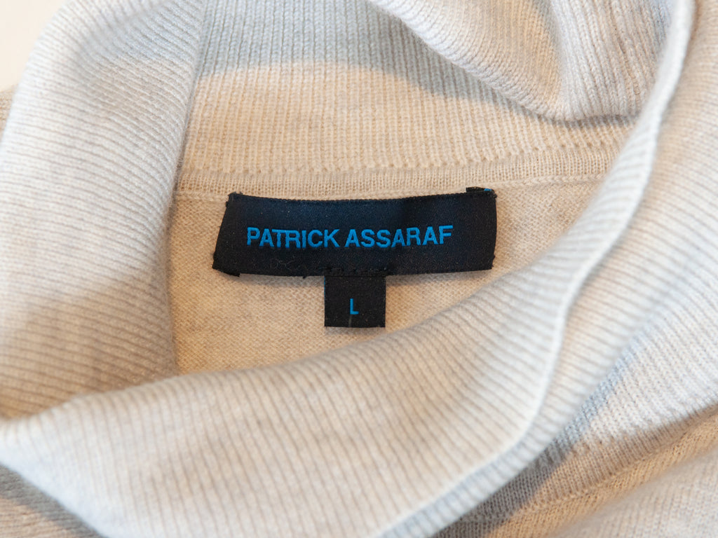 Patrick Assaraf Light Gray Merino Wool Roll Neck Sweater