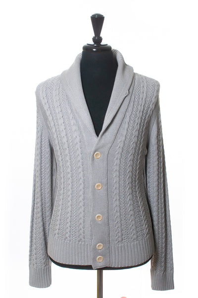 Tom Ford Light Gray Silk Shawl Collar Cardigan Sweater