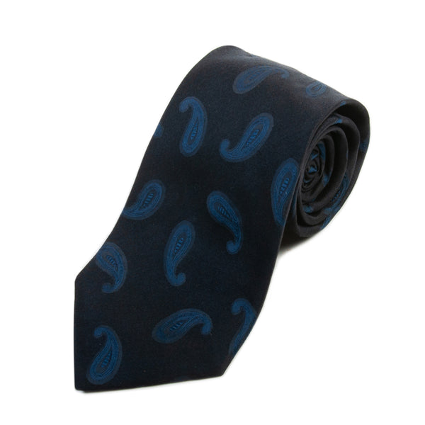 Hugo Boss Navy Blue on Black Paisley Tie