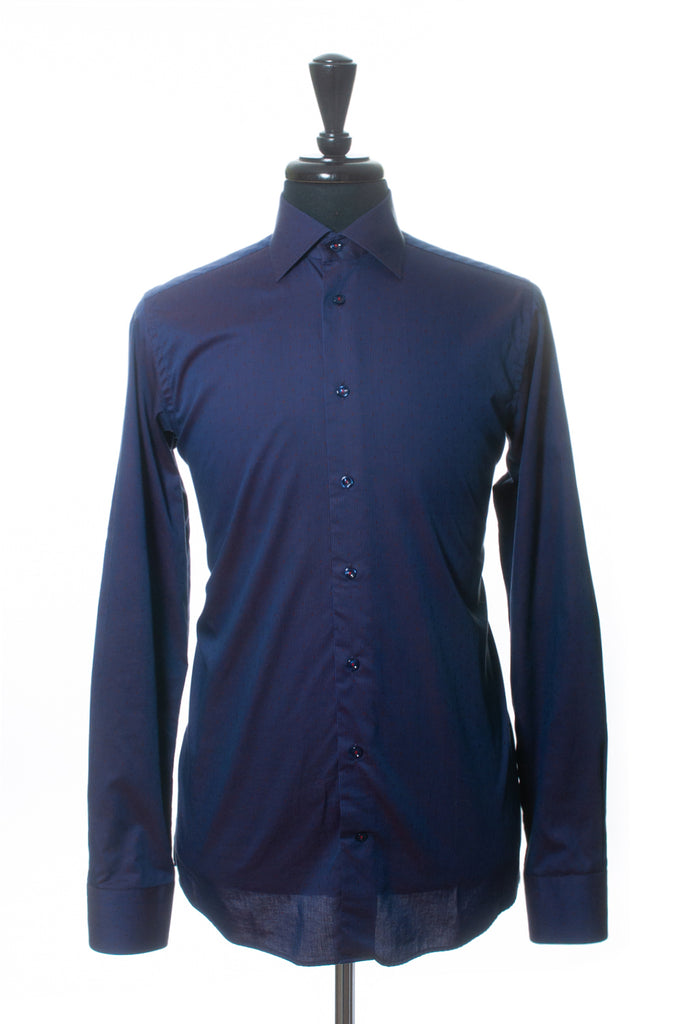Eton Deep Purple Dotted MicroCheck Contemporary Fit Shirt
