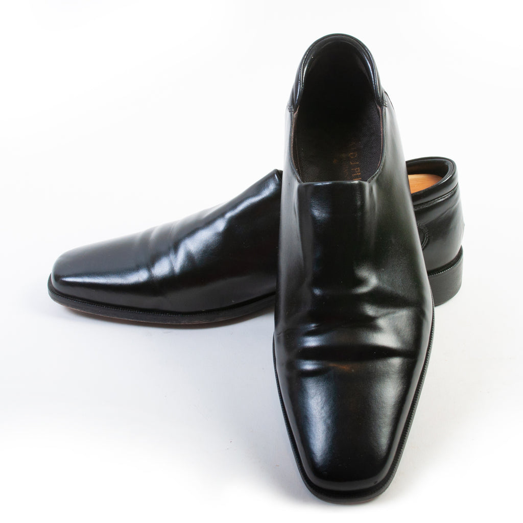 Donald J Pliner Black Leather Rex Slip On Shoes