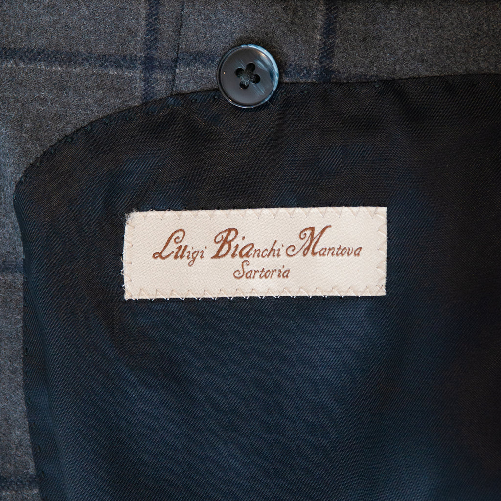Luigi Bianchi Mantova Sartoria Gray Windowpane Check Suit