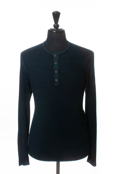 John Varvatos Artisan Navy Blue Silk Cashmere Henley Sweater