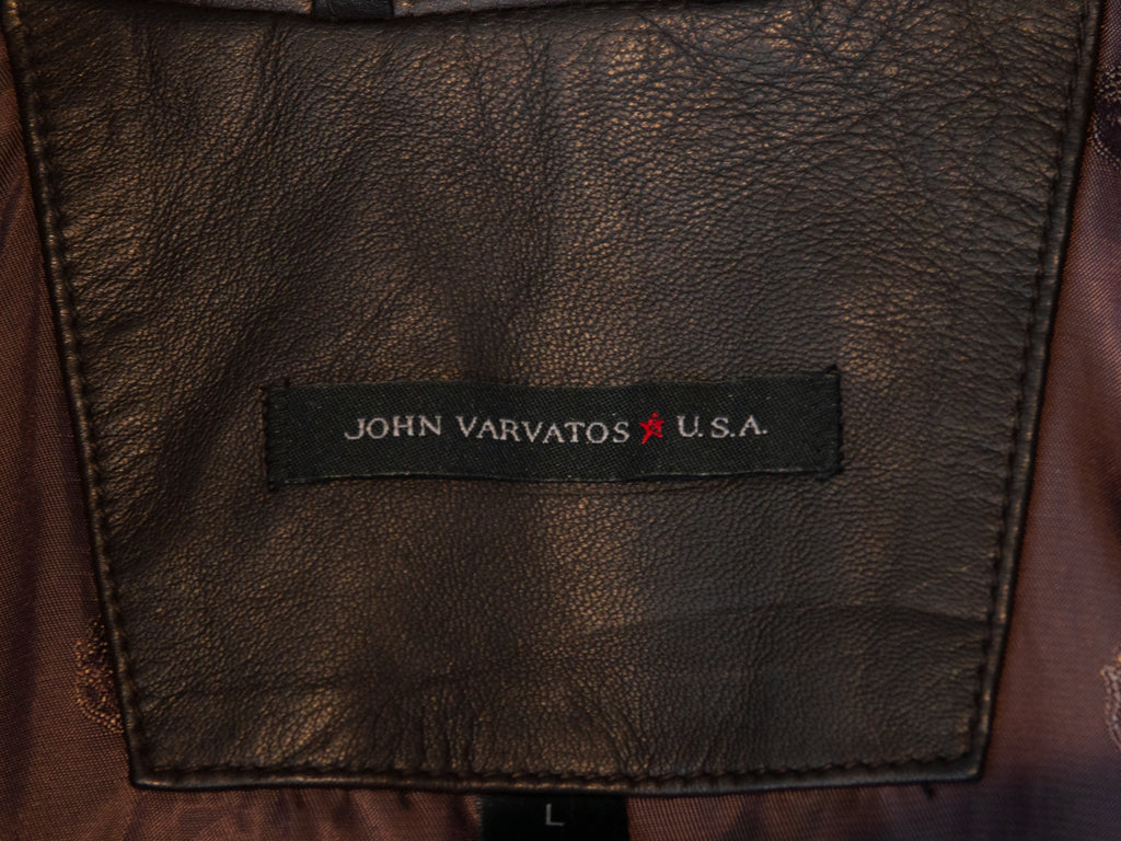 John Varvatos Dark Brown Sheepskin Leather Aviator Jacket