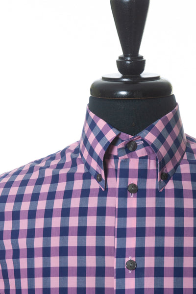 Eton Pink Check Contemporary Fit Button Down Shirt