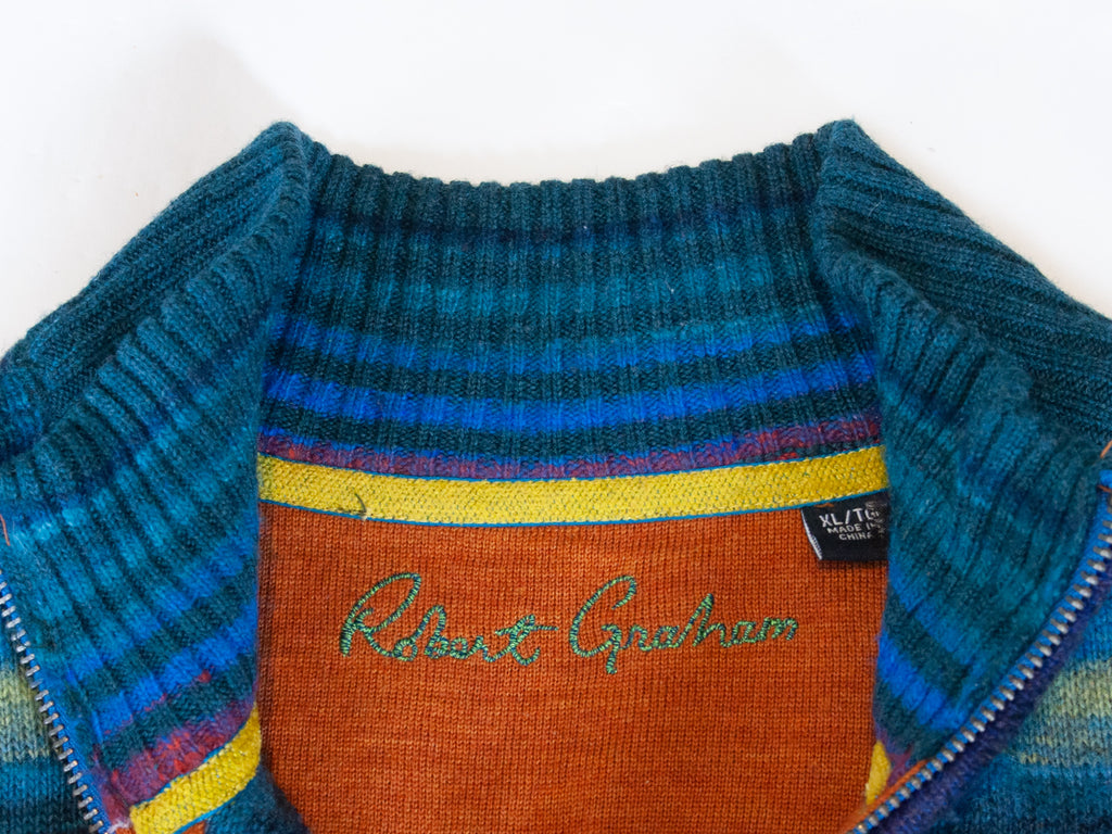Robert Graham Rainbow Stripe Quarter Zip Sweater