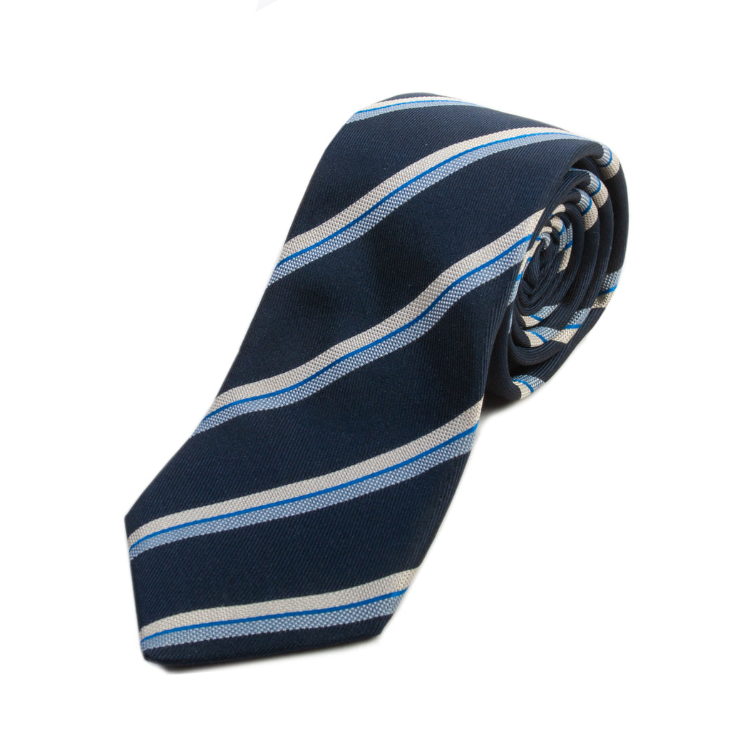 John Varvatos Navy Blue Striped Tie
