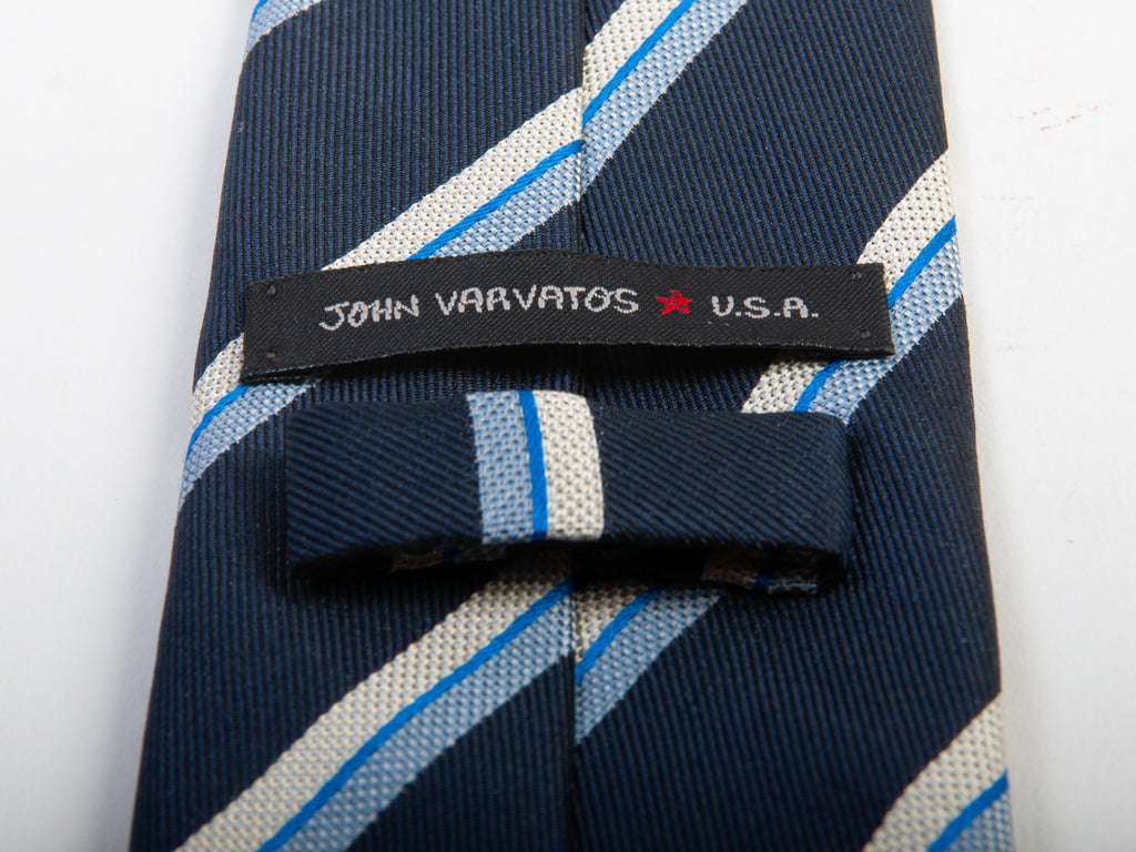 John Varvatos Navy Blue Striped Tie