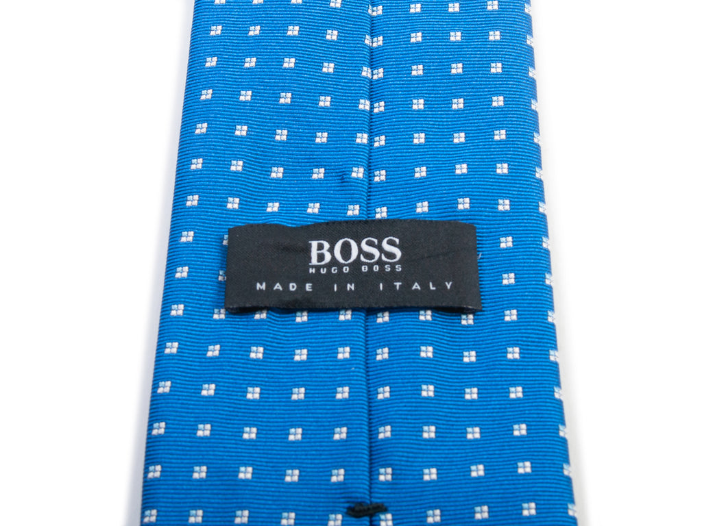 Hugo Boss Blue Geometric Patterned Tie