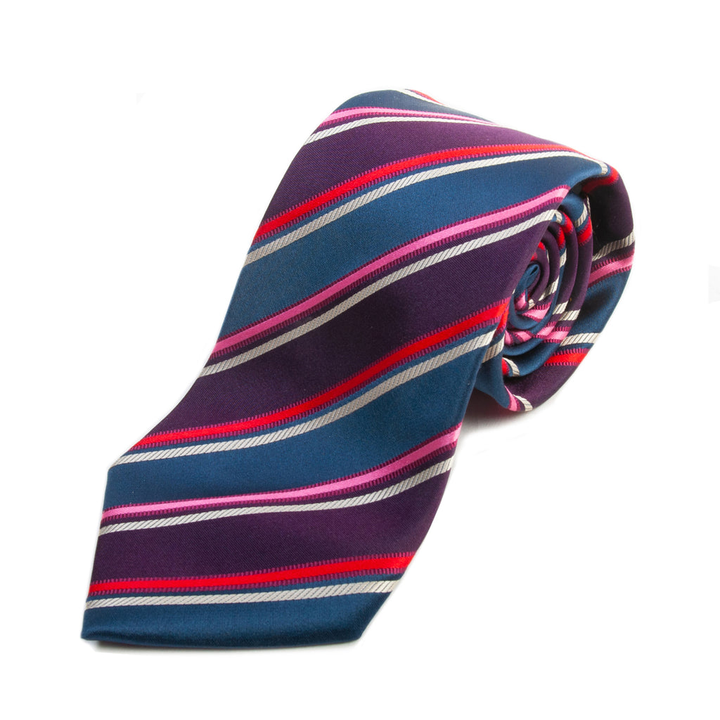 Hugo Boss Pink and Blue Striped Tie