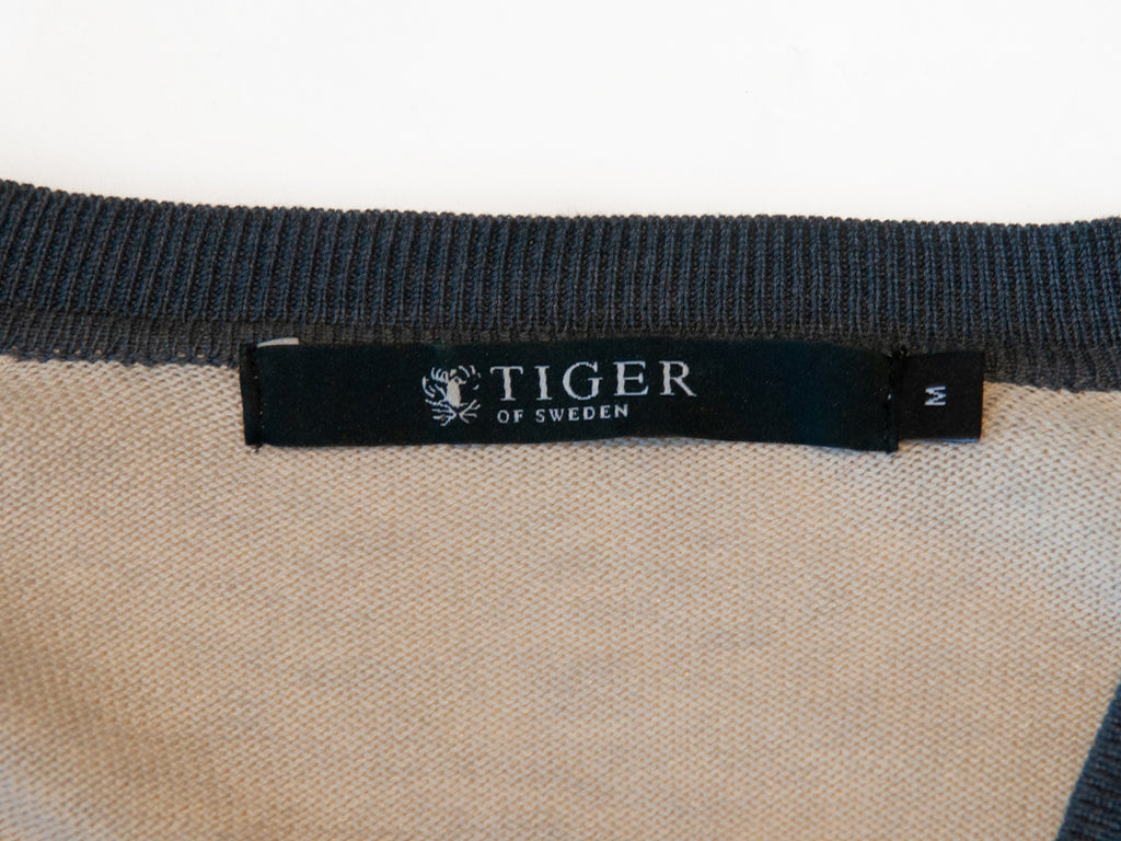 Tiger of Sweden Gray on Beige Silk Cotton JimJay Cardigan