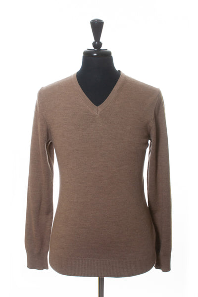 J.Lindeberg Brown Merino Wool V-Neck Sweater