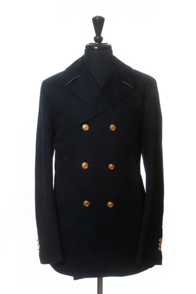 Thom Browne NWOT Navy Blue Cotton Twill Pea Coat