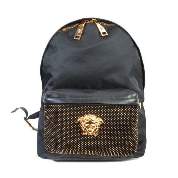 Versace NWOT Black Medusa Logo Backpack