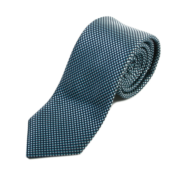Hugo Boss Made in Italy Silvered Blue Microcheck Tie