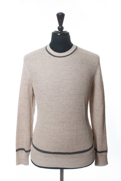 Brunello Cucinelli Angora Brown Linen Blend Crewneck Sweater