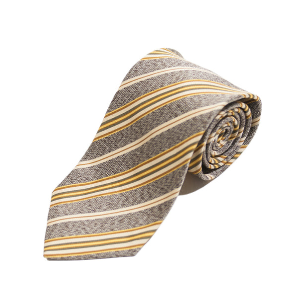 Ermenegildo Zegna Grey Striped Cotton Blend Tie. Luxmrkt.com menswear consignment Edmonton