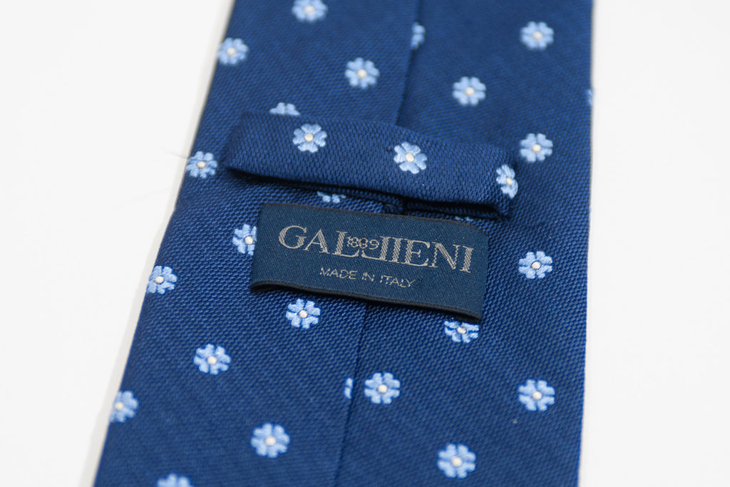 Gallieni Blue Patterned Italian Silk Tie