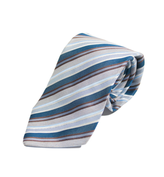 Hugo Boss Blue Striped Italian Silk Tie