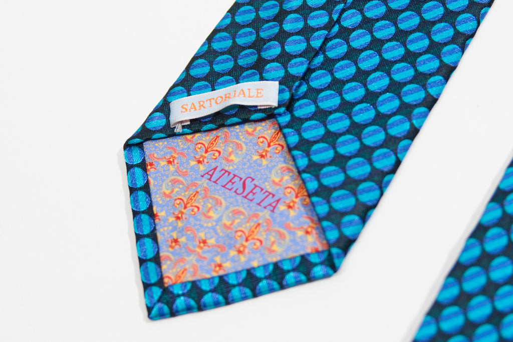Ateseta Sartoriale Blue Patterned Italian Silk Tie