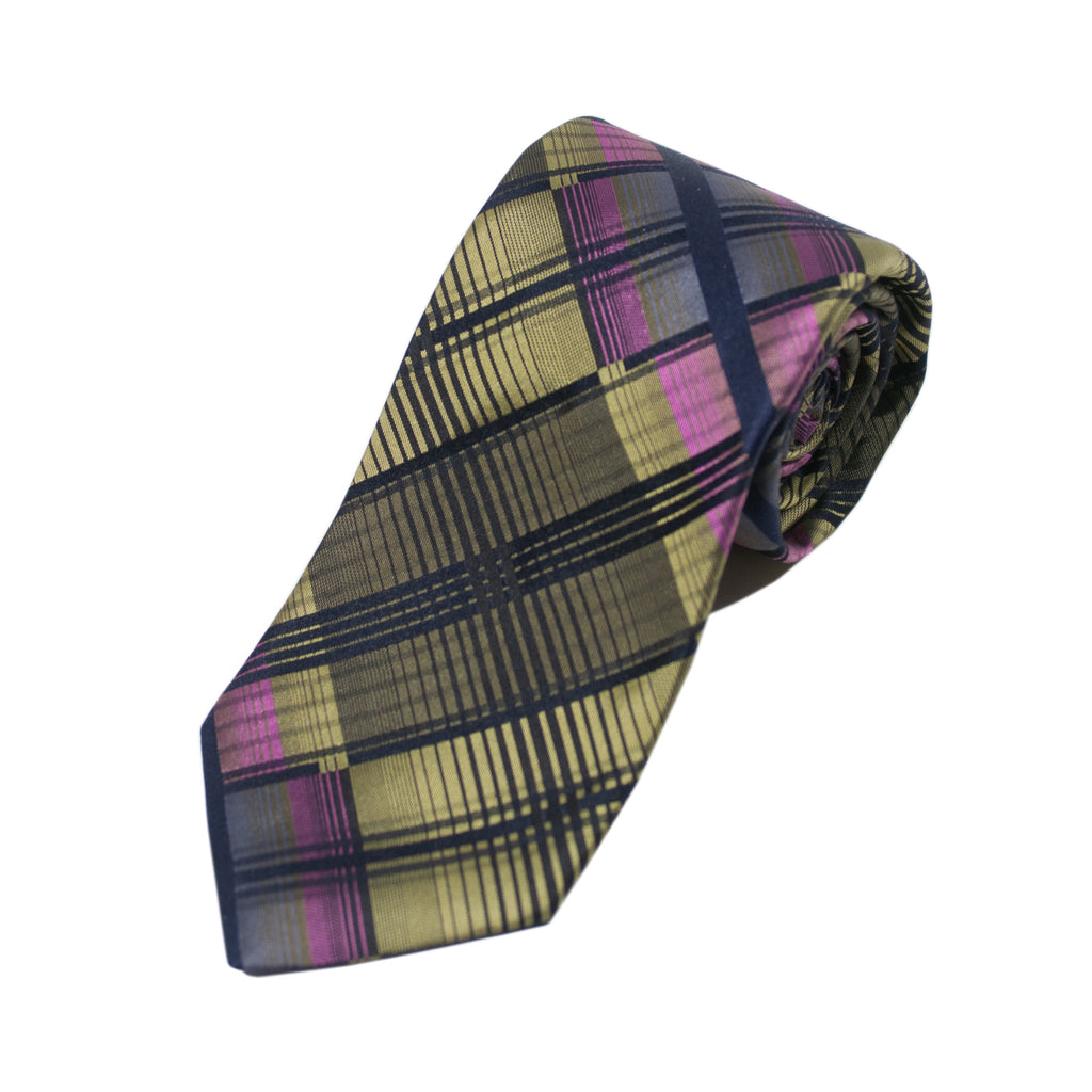 Ted Baker Green Abstract Plaid Silk Tie
