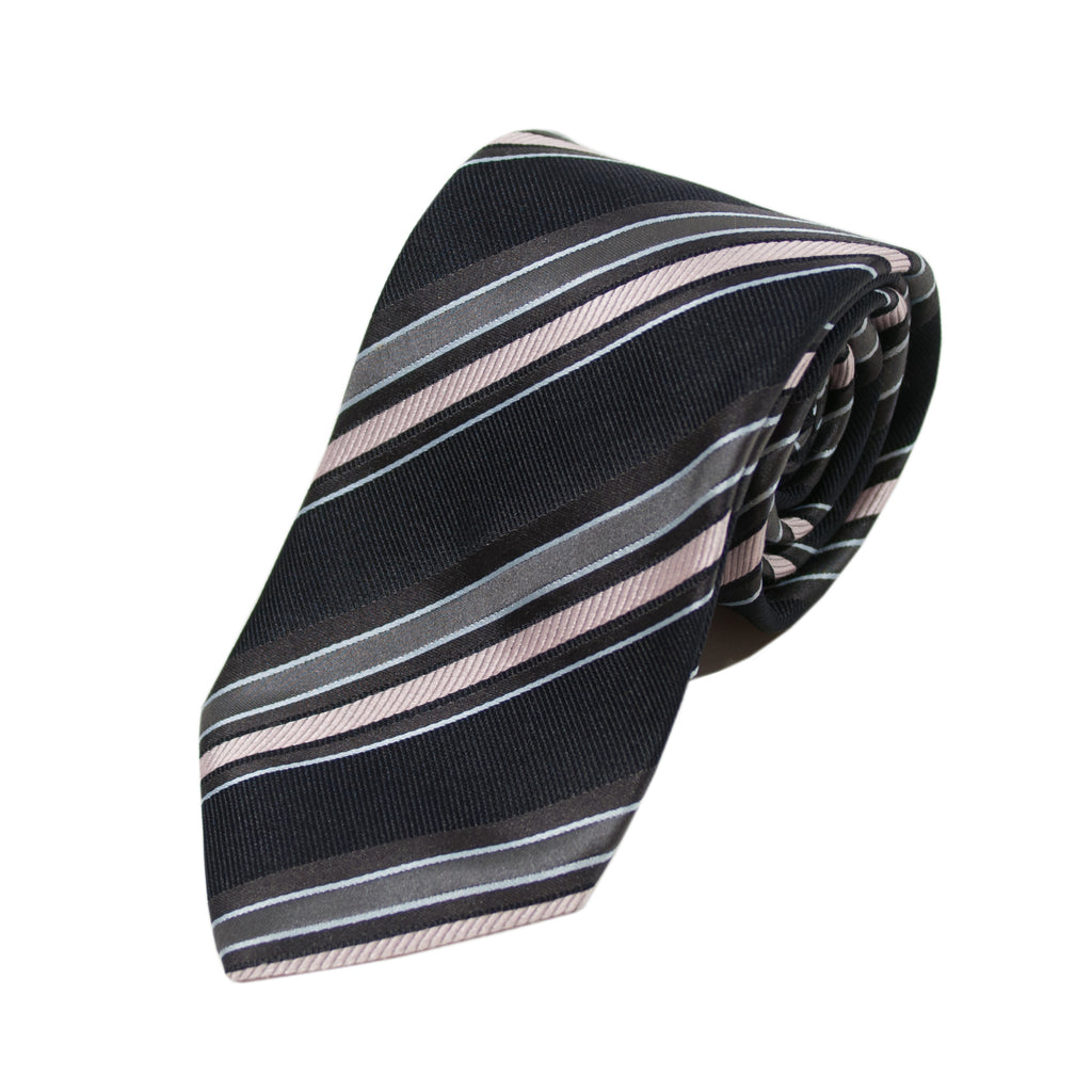 Hugo Boss Black Striped Italian Silk Tie