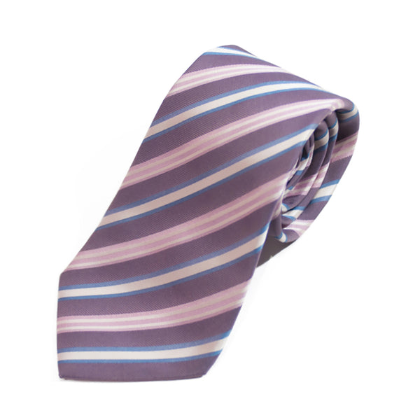 Hugo Boss Purple Striped Silk Tie Made in Italy Luxmrkt.com menswear consignment Edmonton.