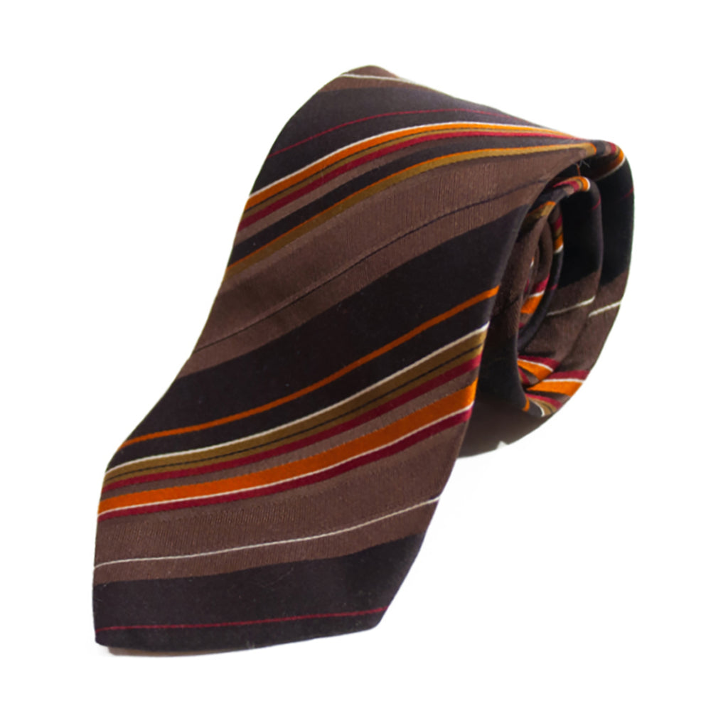 Hugo Boss Brown Striped Silk Tie. Luxmrkt.com menswear consignment Edmonton.